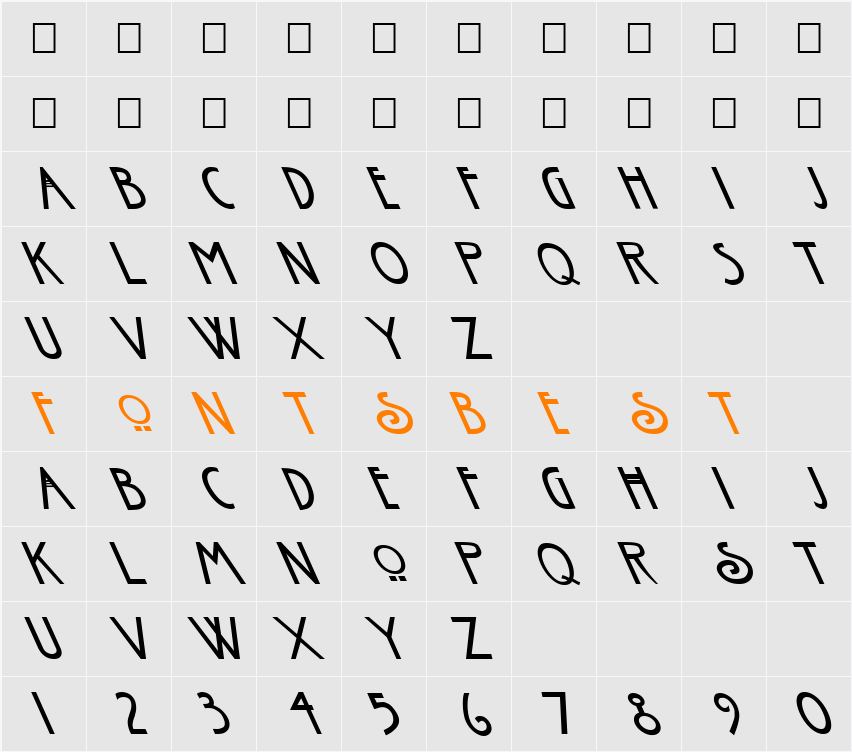 FZ BASIC 30 LEFTY Character Map