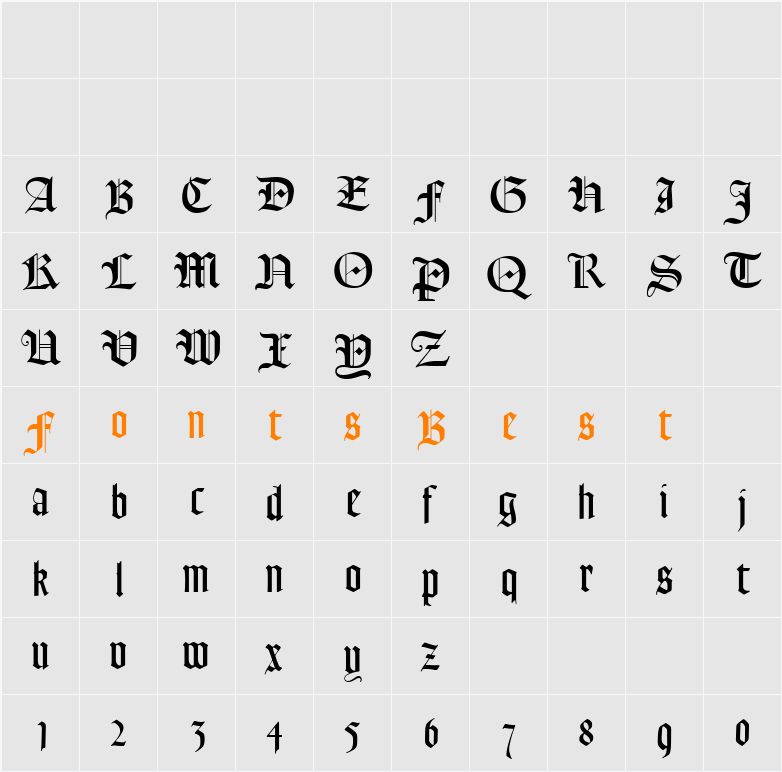 Goudy Text MT Character Map