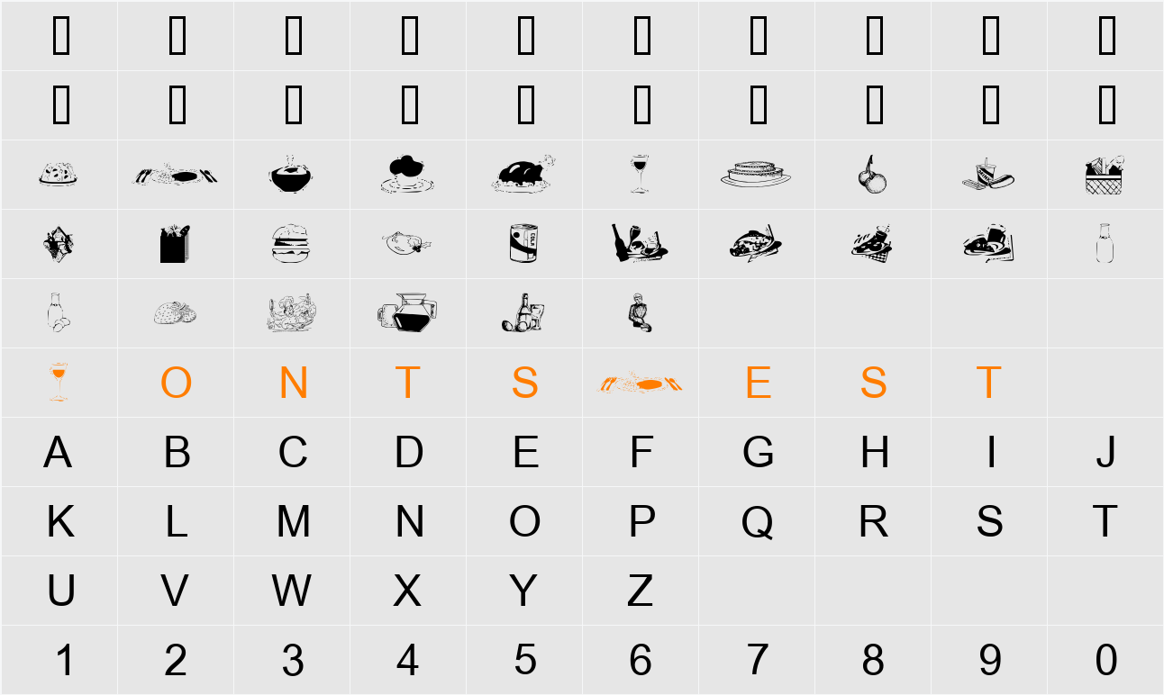 tungfont food 002 Character Map