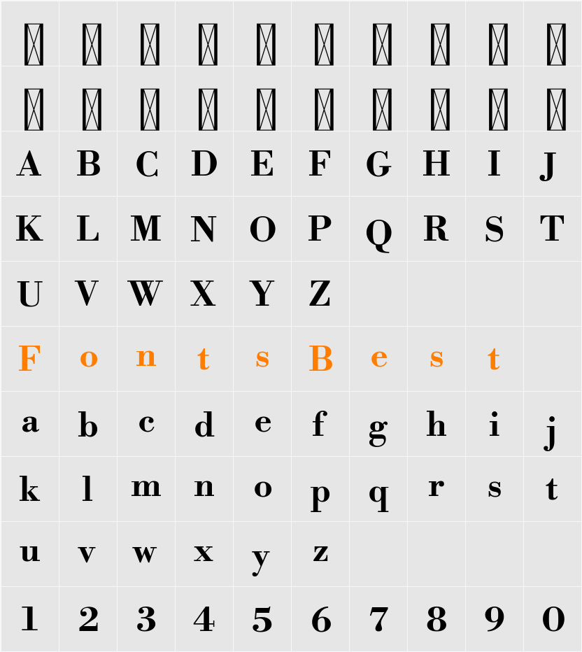 Libre Bodoni Character Map