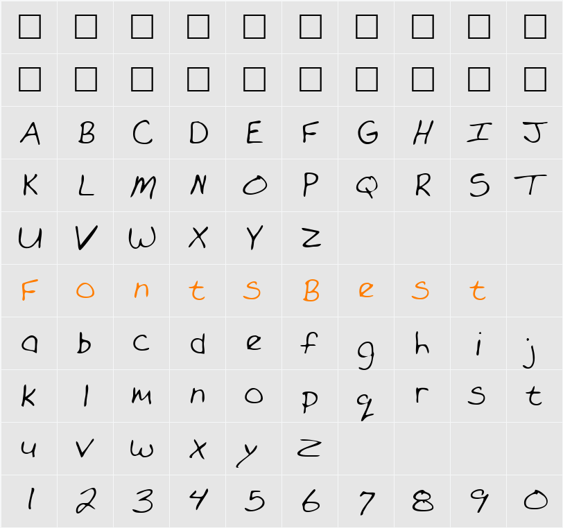 ForrestsHand Character Map