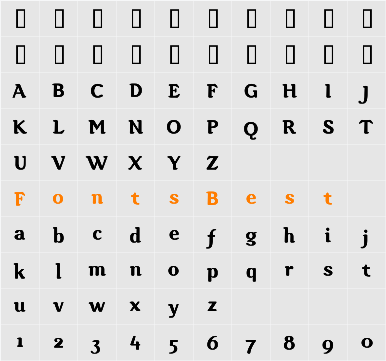 GopalBold Character Map