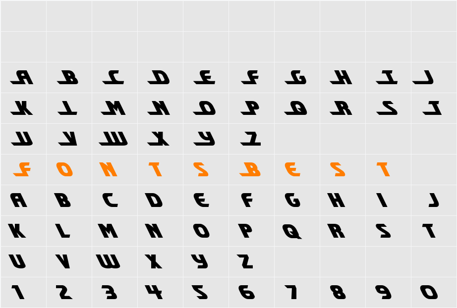 Shining Herald Leftalic Character Map