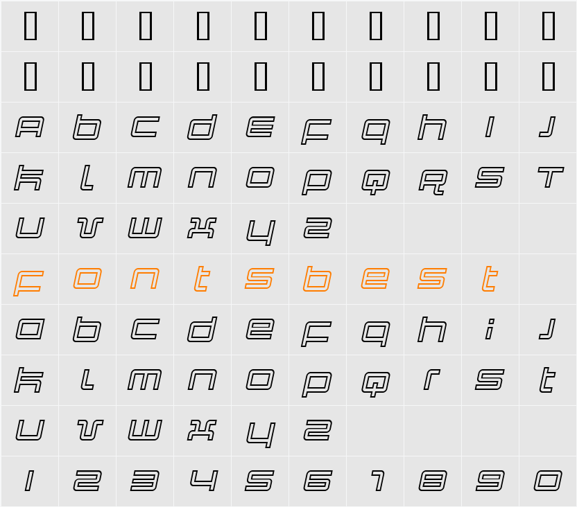 Quark Outline Character Map