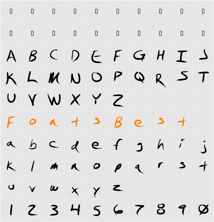 Justin Guffey Handwriting Character Map
