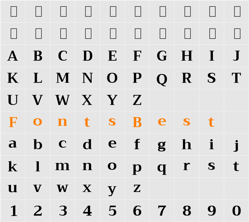 Trirong Bold Character Map