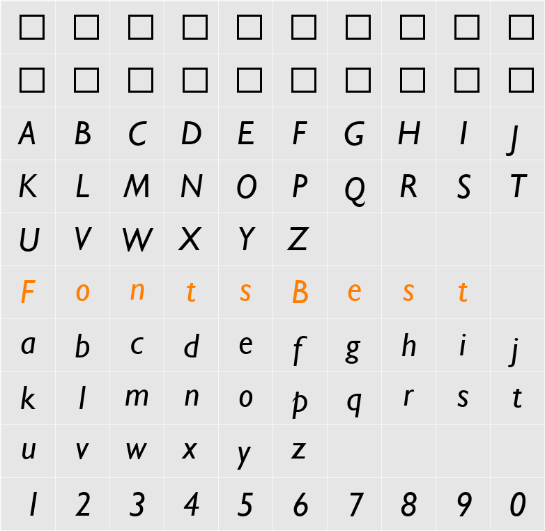 Gill Sans MT Character Map