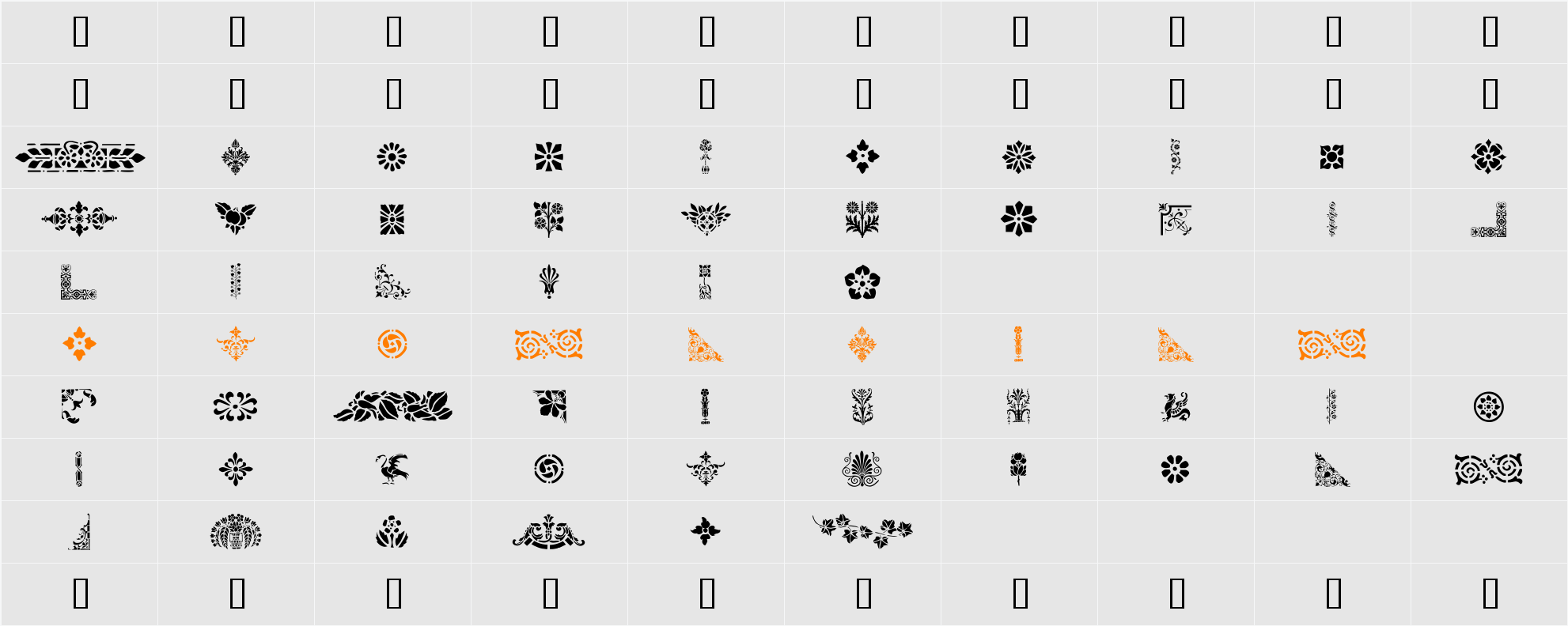 GE Victorian Design Character Map