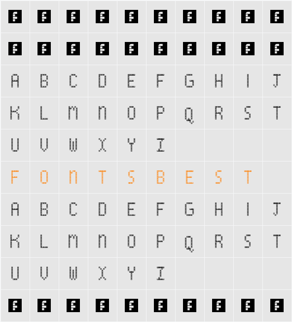 Pixel Filmstrip Character Map
