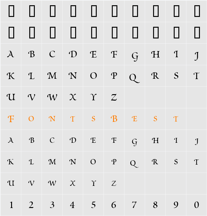 ScriptoriaSCapsSSK Character Map
