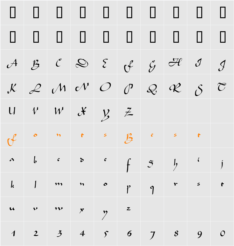 SemiaScriptSSK Character Map