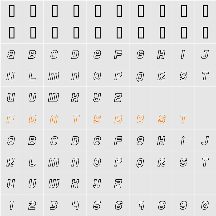 Jumbo Outline Character Map
