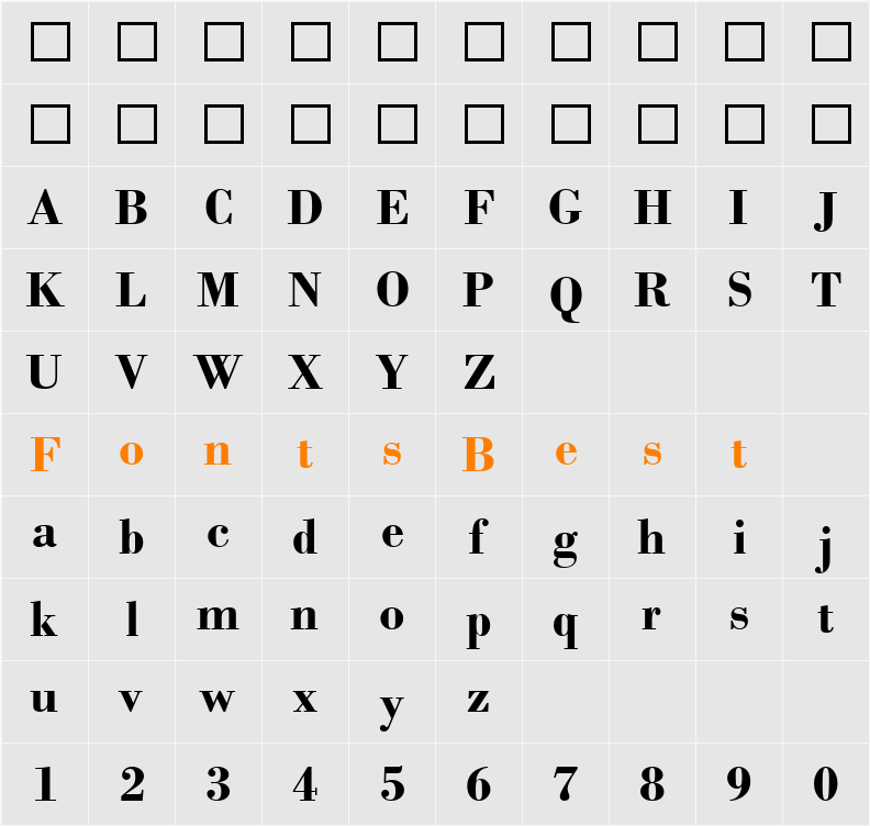 Bodoni MT Character Map