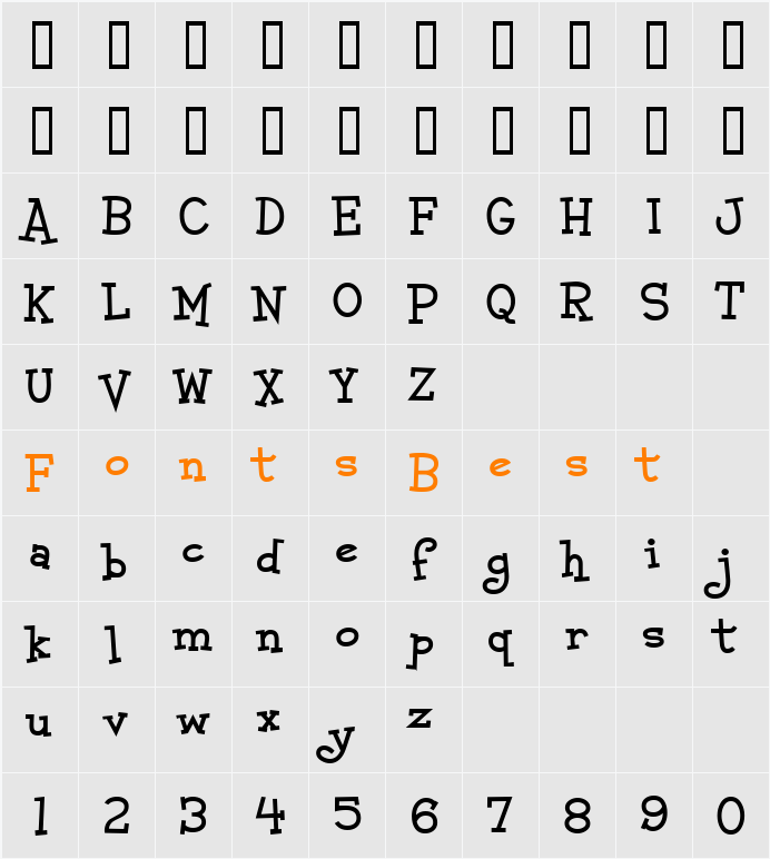 Malihini Cuban BTN Character Map