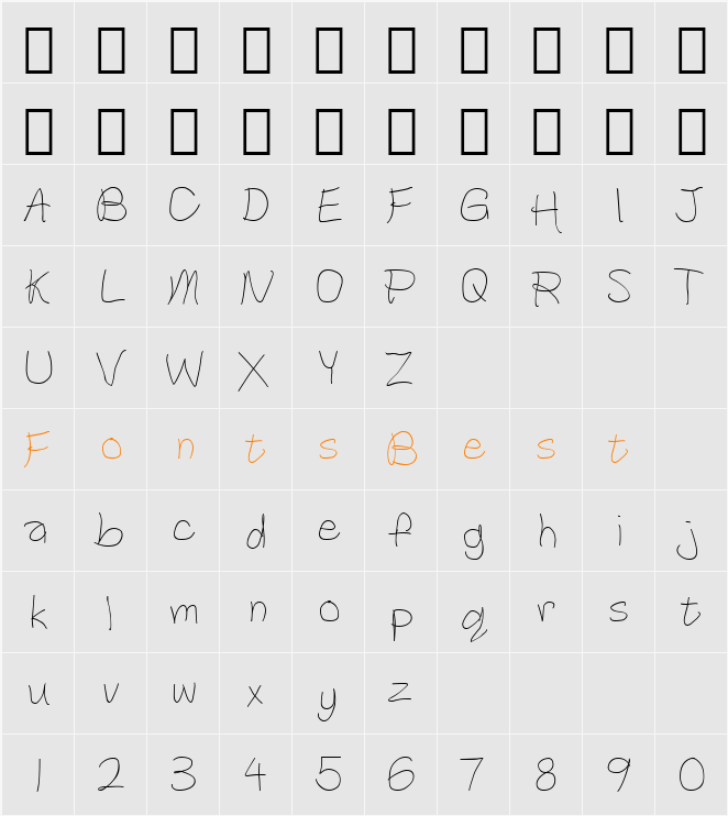 Richfont BT Character Map