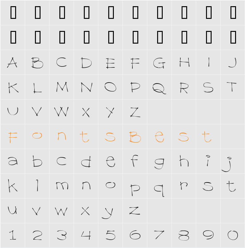 Dragline BTN Lt Character Map
