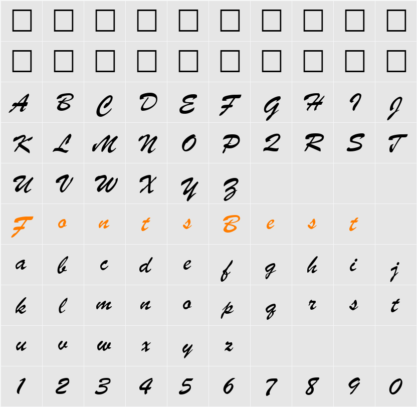 ParsekCTT Character Map