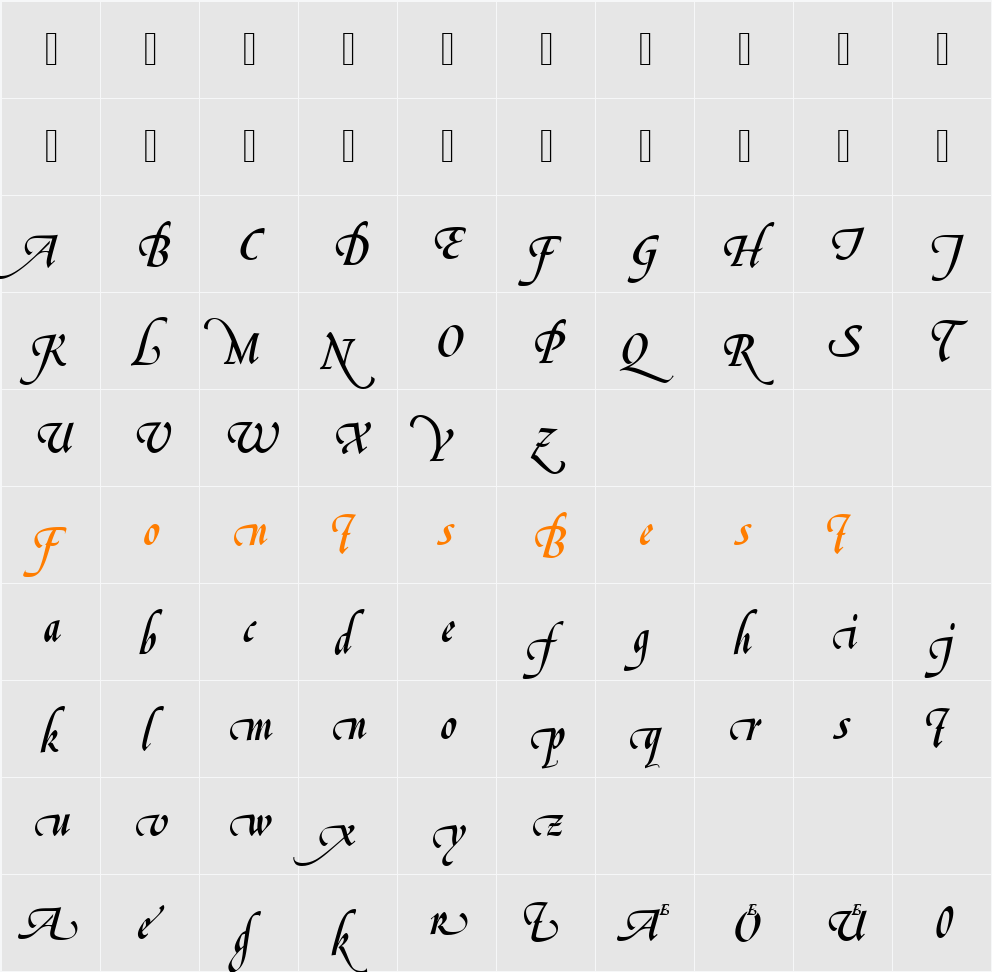 LeGriffeSwaAltD Character Map
