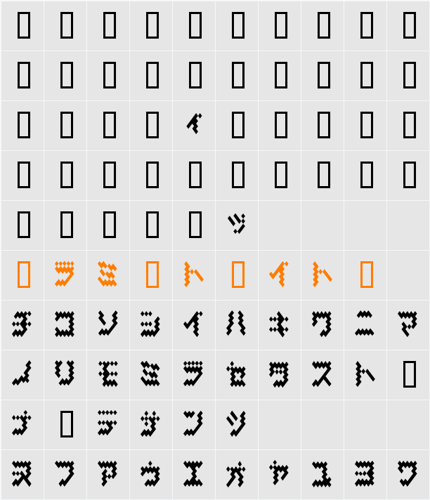 bellows Character Map