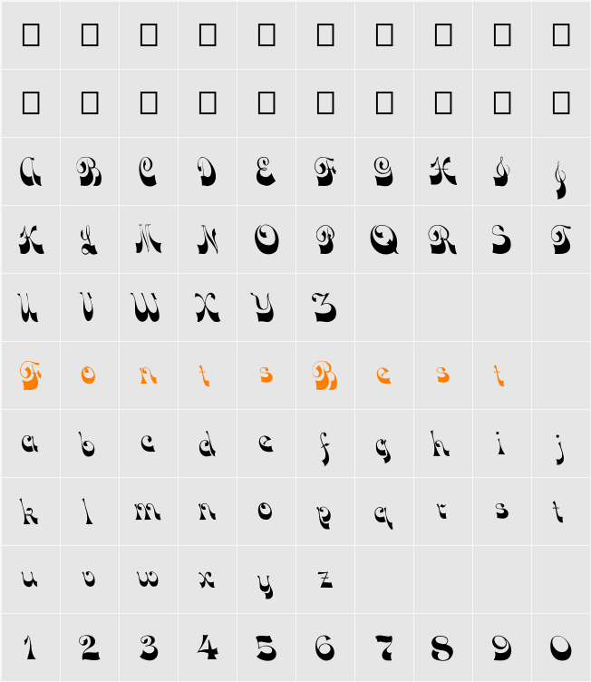FZ JAZZY 15 Character Map