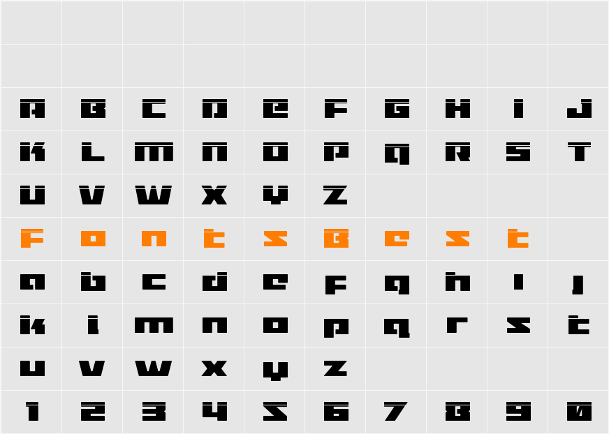Turbo Charge Laser Character Map
