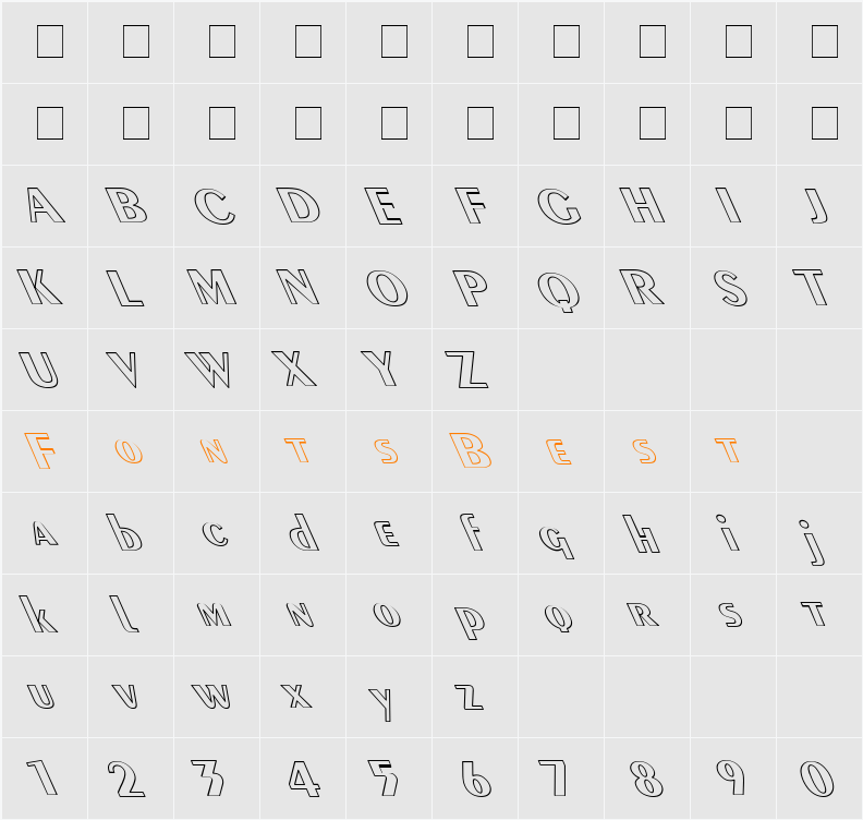 Exotic-Bold Hollow Lefty Character Map