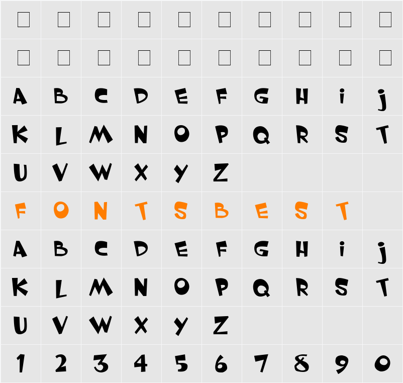 Whimsy TT Character Map