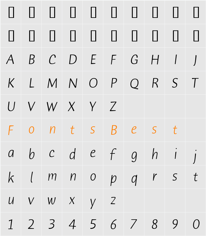 Humana Sans ITC TT Character Map