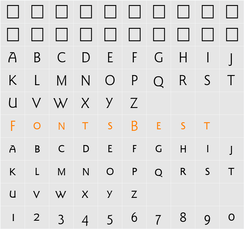 GoudySansTwoSmc DB Character Map