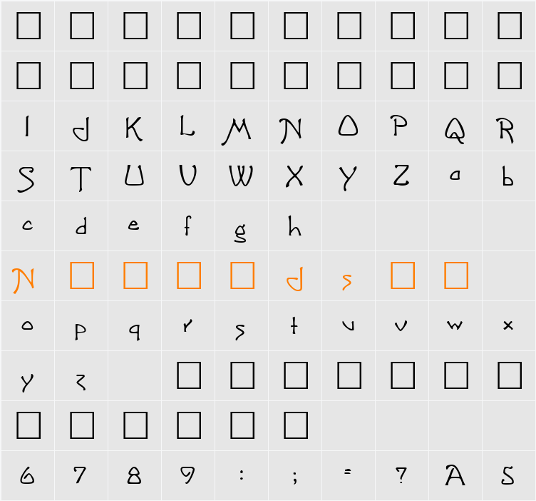 䝲敥瑩湧 Character Map