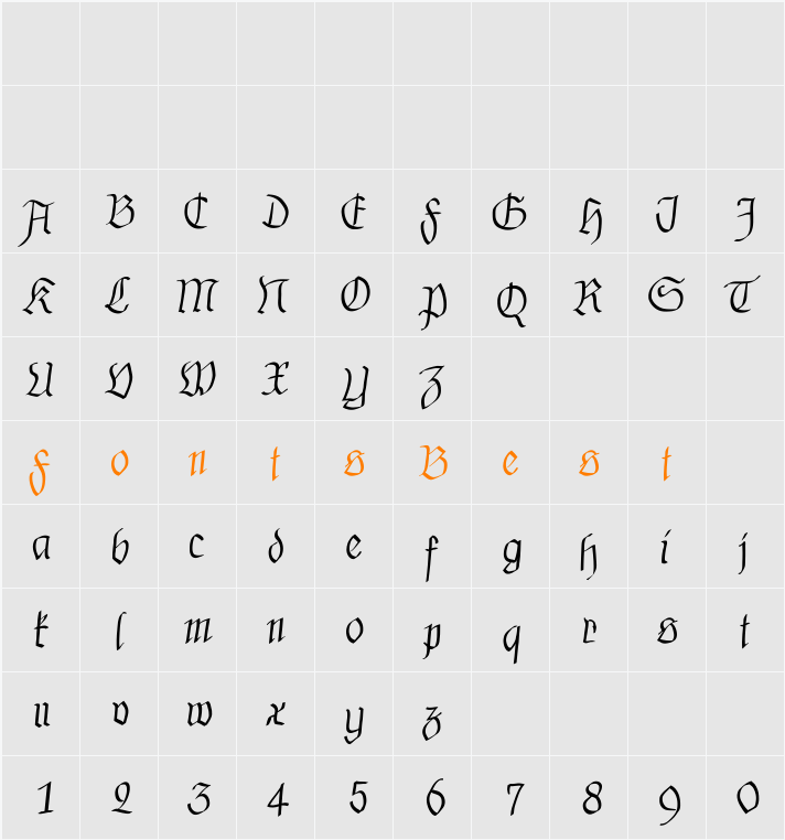 MKalligFrax Character Map