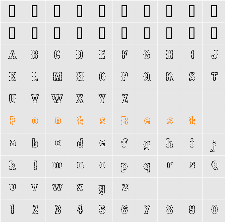 Bosox Outline Character Map