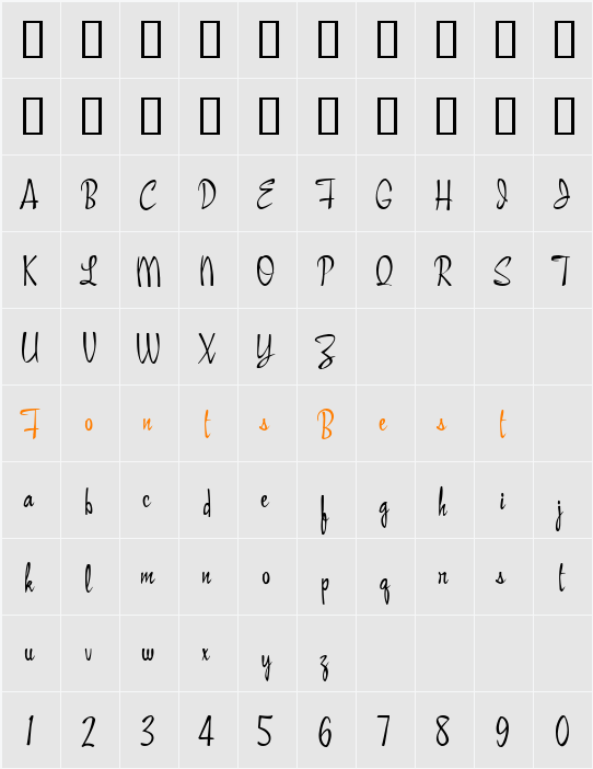 SinglesvilleScript Character Map