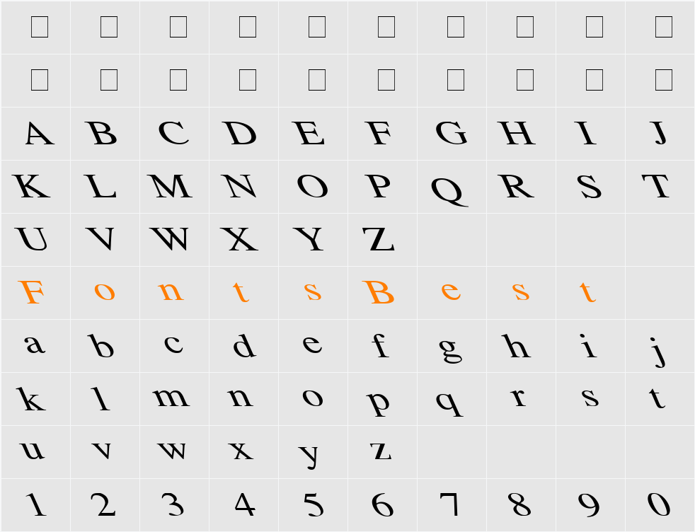 Tempo Font Wd Extreme Lefti Character Map