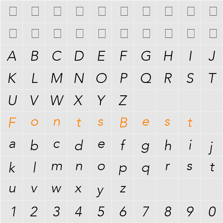 Expo Light SSi Character Map