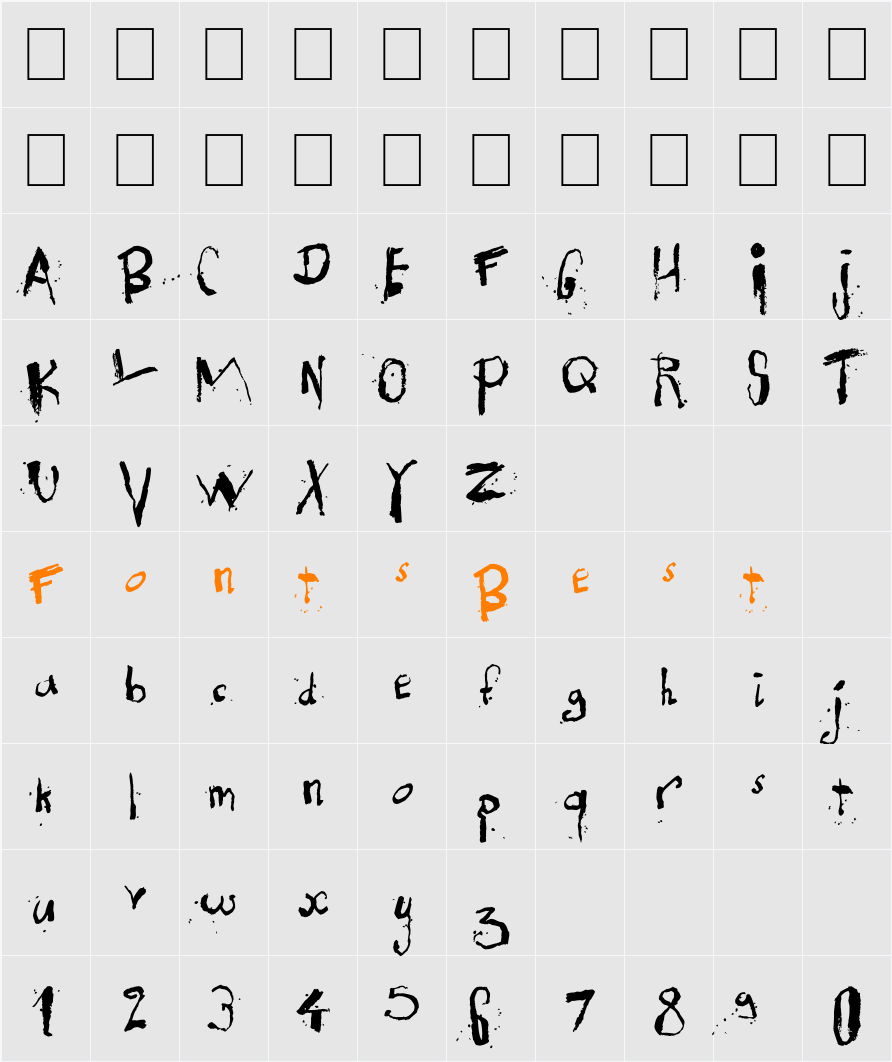 Exhausted Character Map