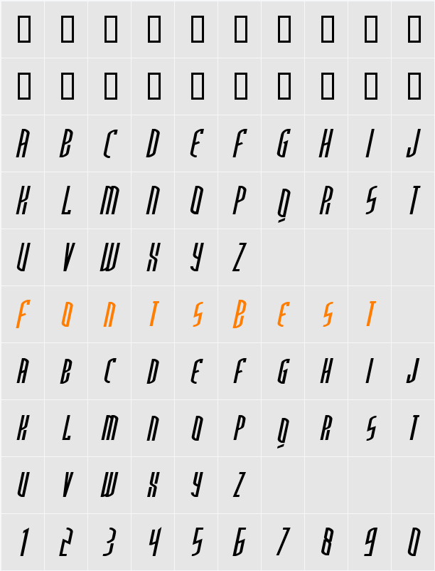 ThirdGenerationCondensed Character Map