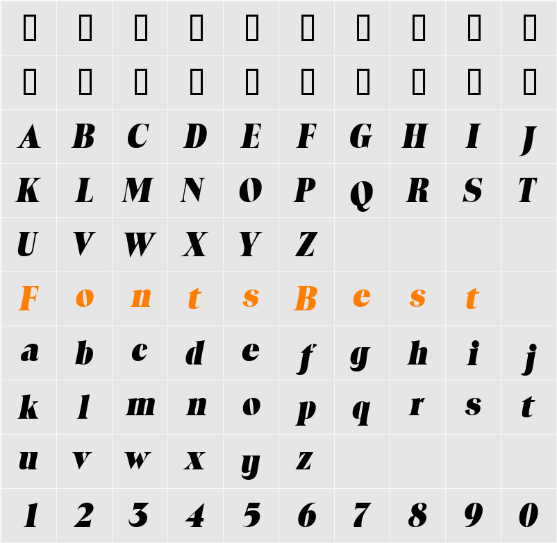 LocuraDisplaySSi Character Map