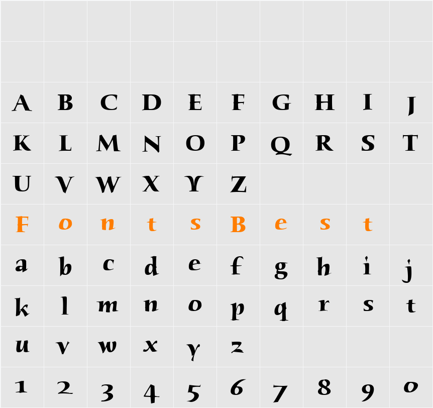 Humana Serif ITC Light Character Map