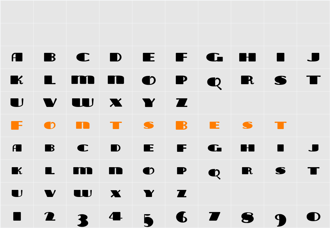 Tara Bulbous NF Character Map