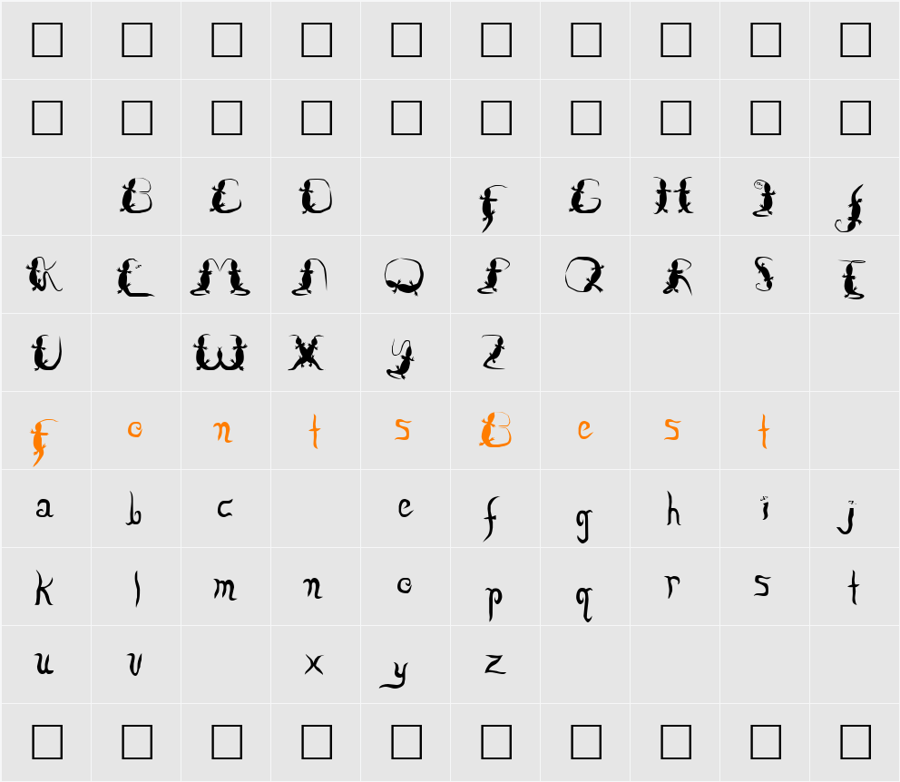 Lizzard Character Map