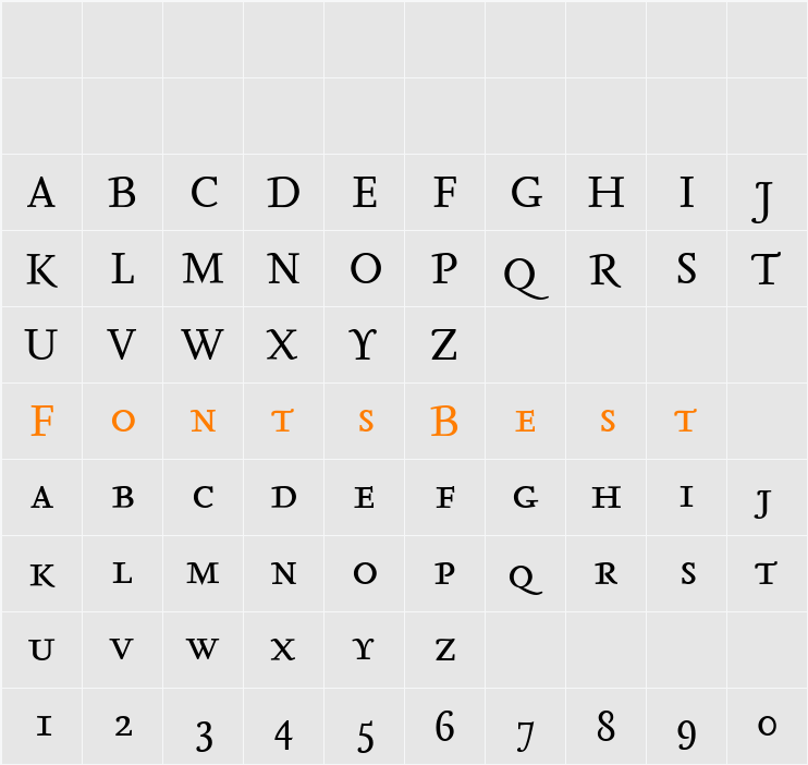 Seria-ItalicCaps Character Map