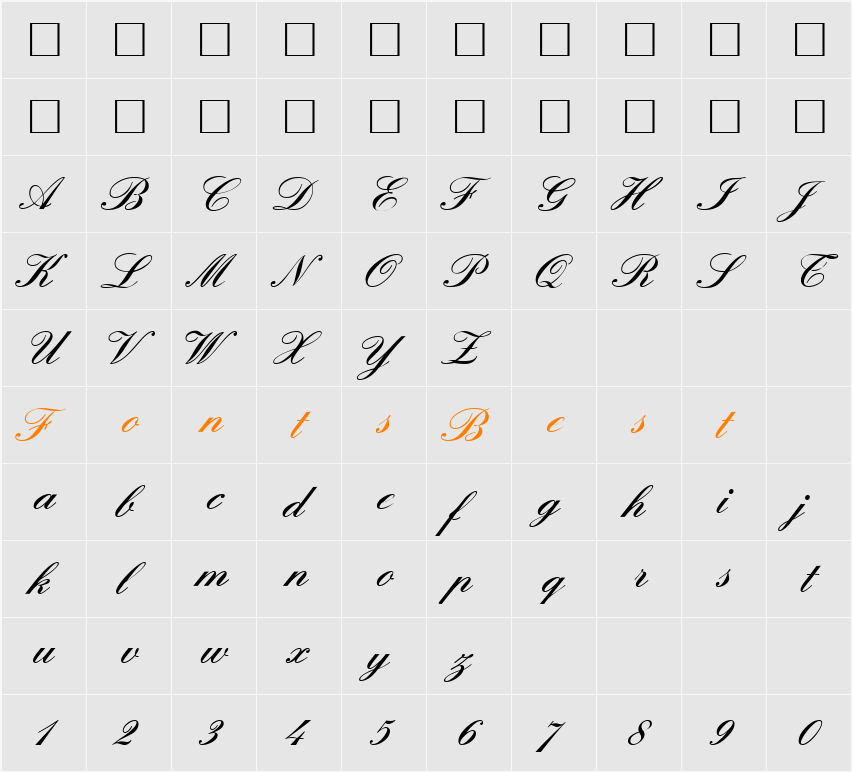 ElegantHandTwo Character Map