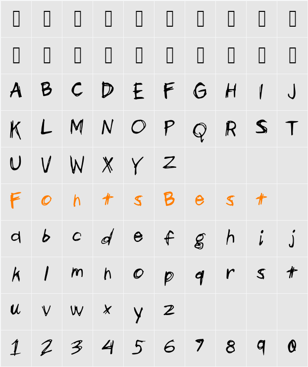 scribblesandgiggles Character Map