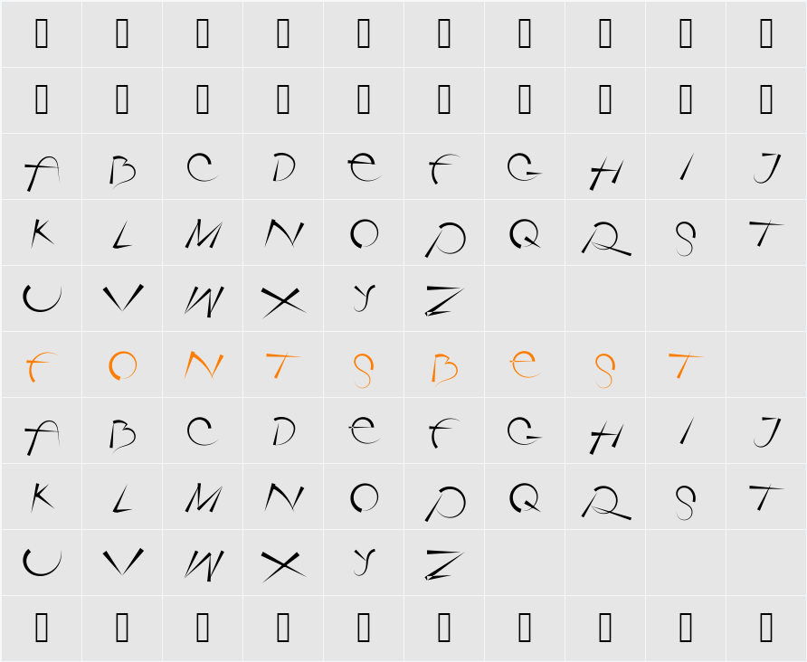 Rotorica Character Map