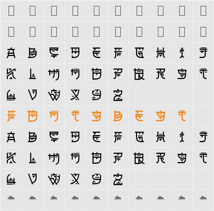 Zilap Oriental Character Map