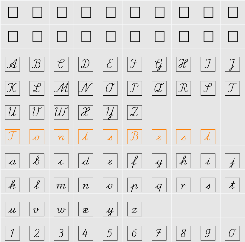 SP LA Quadrat DB Character Map