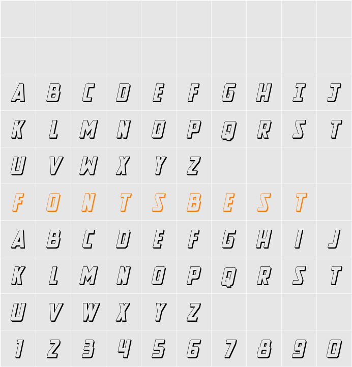 New Comic Title 3D Italic Character Map