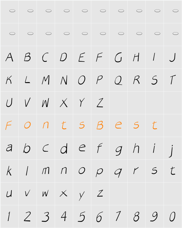 VeryOblique Character Map