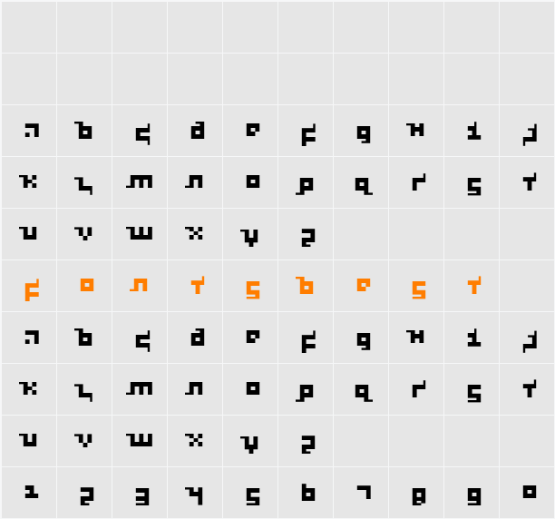 KleinsThreePixel Character Map